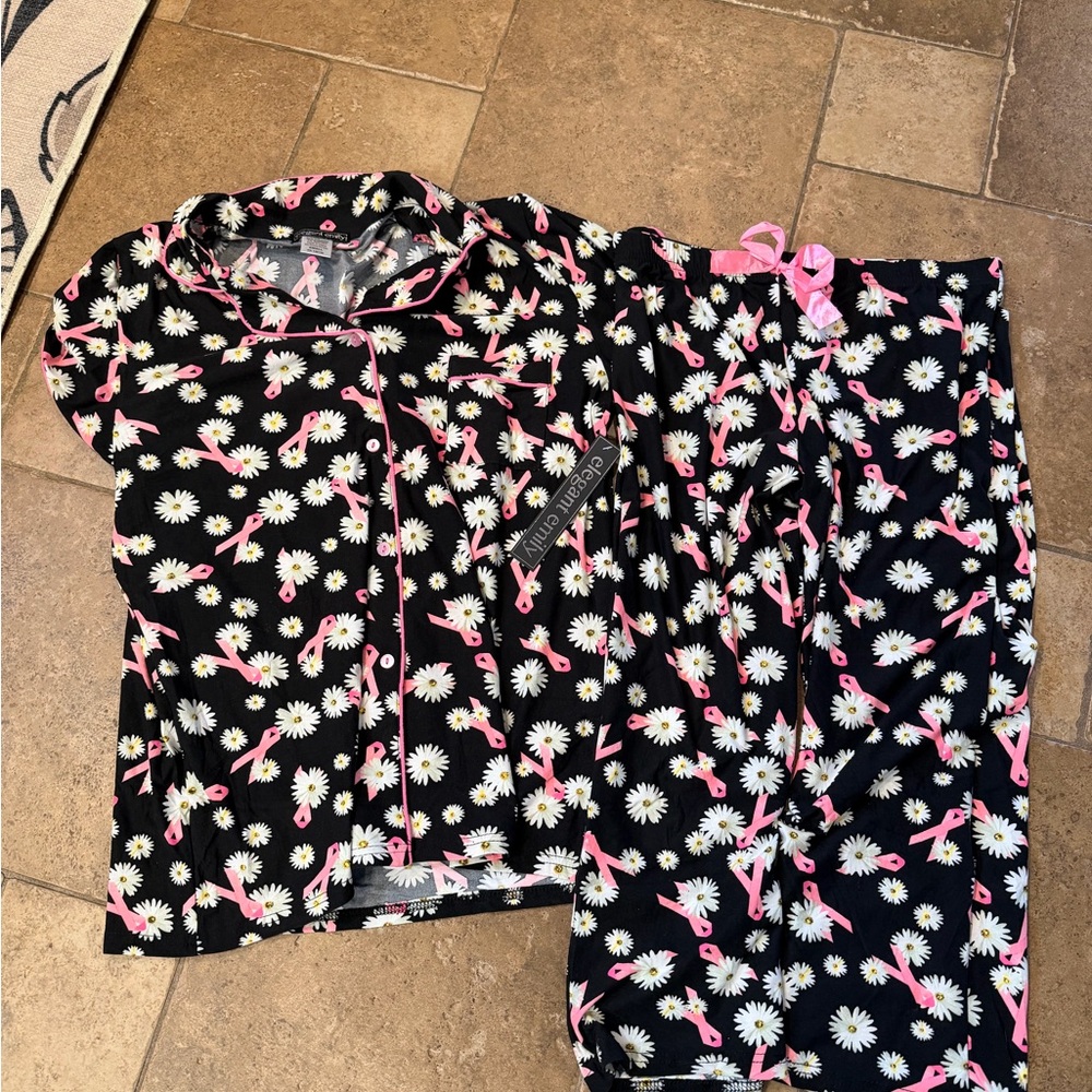 Breast cancer pink ribbon pajama set